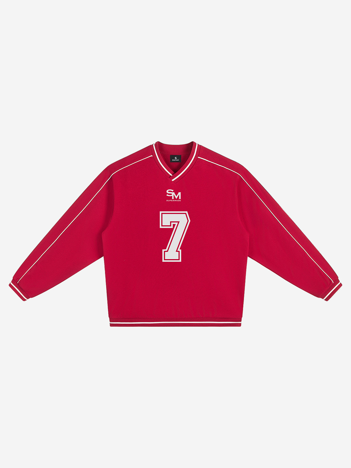 Striped Color Block Logo Graphic V-Neck Sweatshirt
