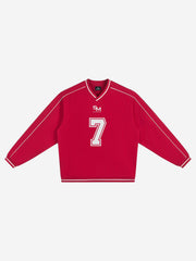 Striped Color Block Logo Graphic V-Neck Sweatshirt