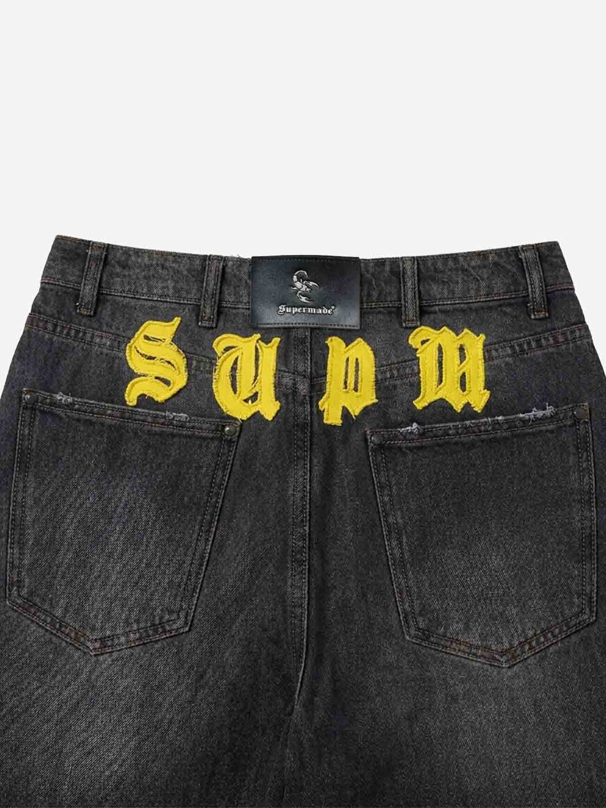 Scorpion Embroidered Appliqué Micro-Flare Jeans