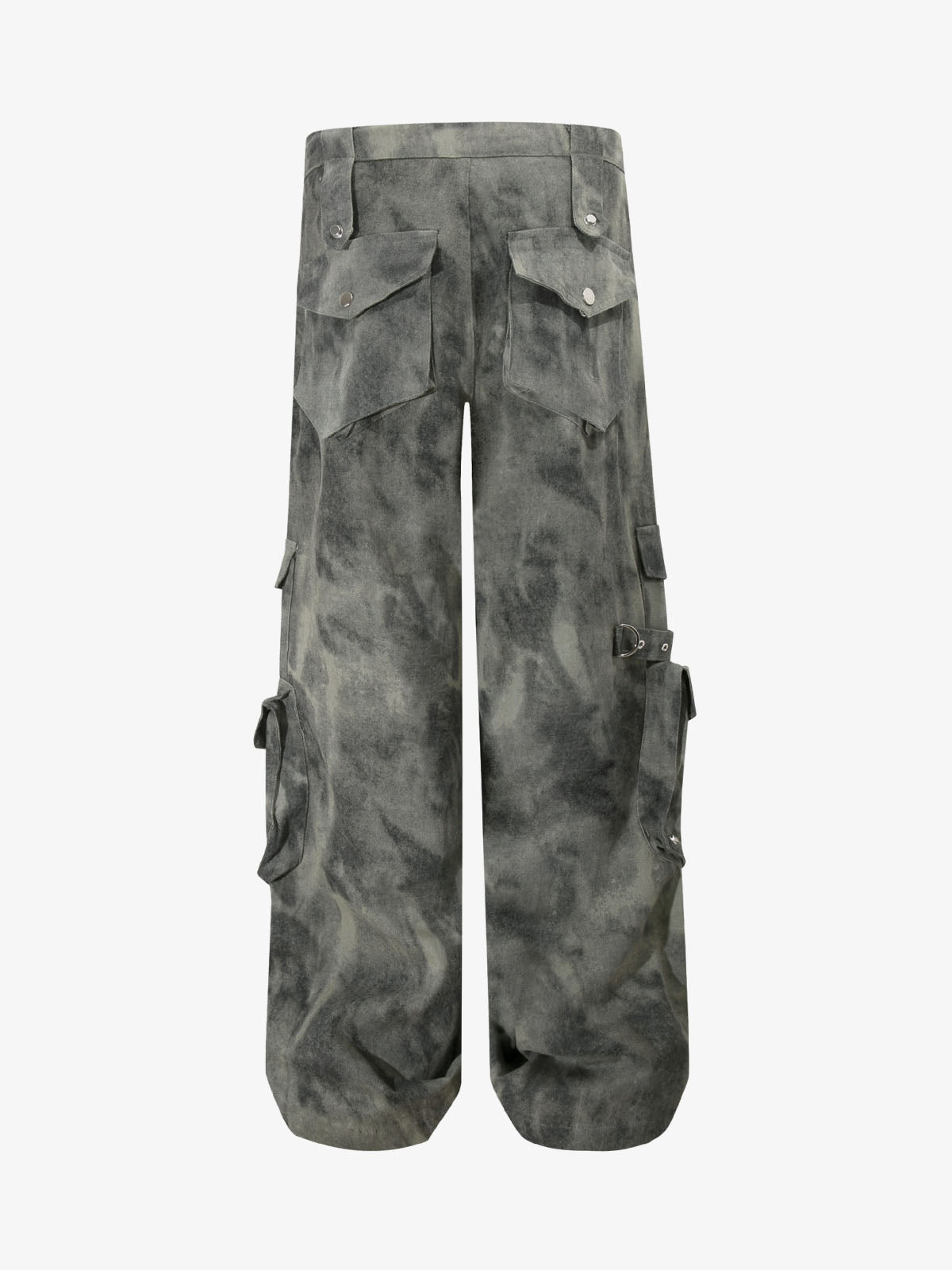 Smoky Dyed Multi-Pocket Tactical Strap Cargo Jeans