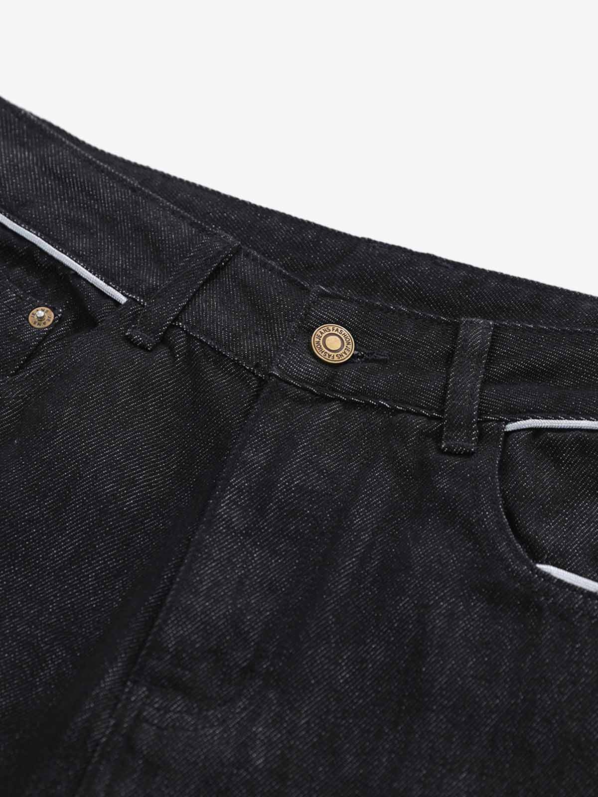 Vintage Contrast Trim Dark Wash Jeans 