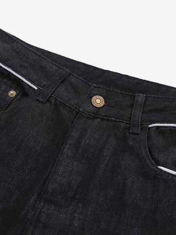 Vintage Contrast Trim Dark Wash Jeans 