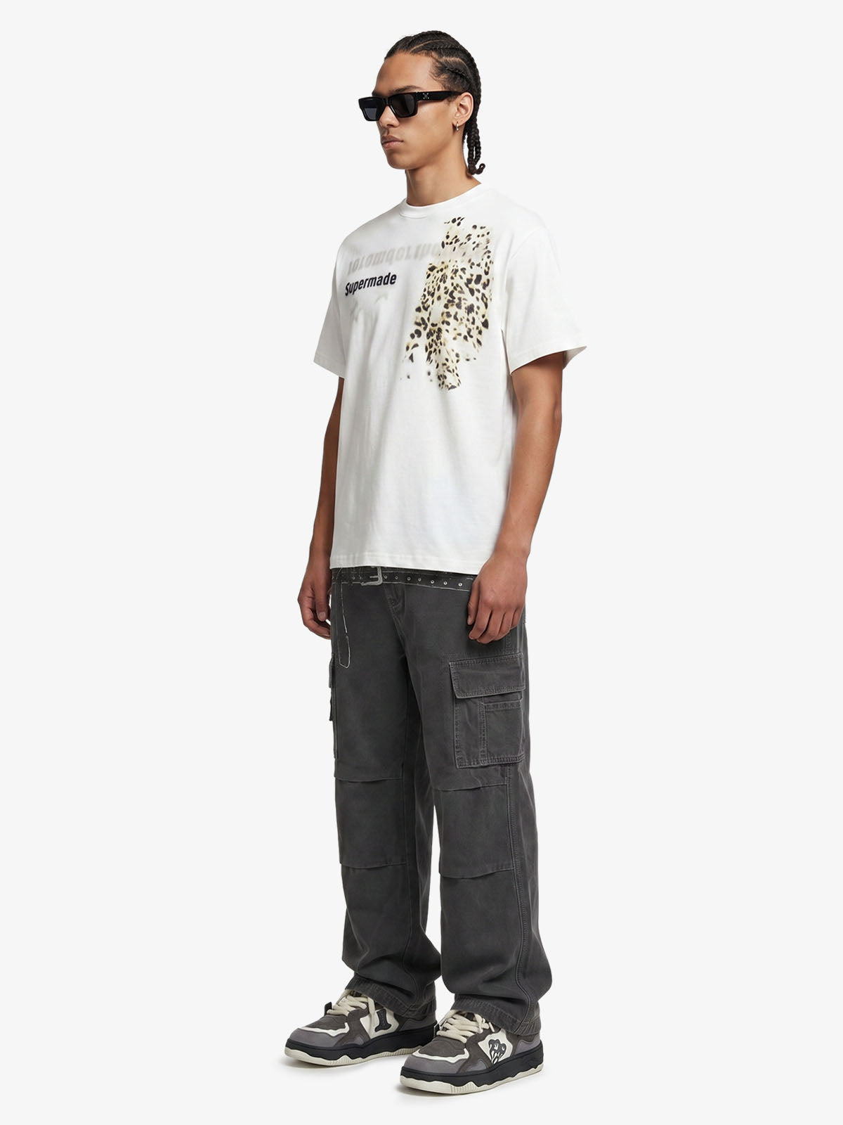 Vintage Belt Print Cargo Pants