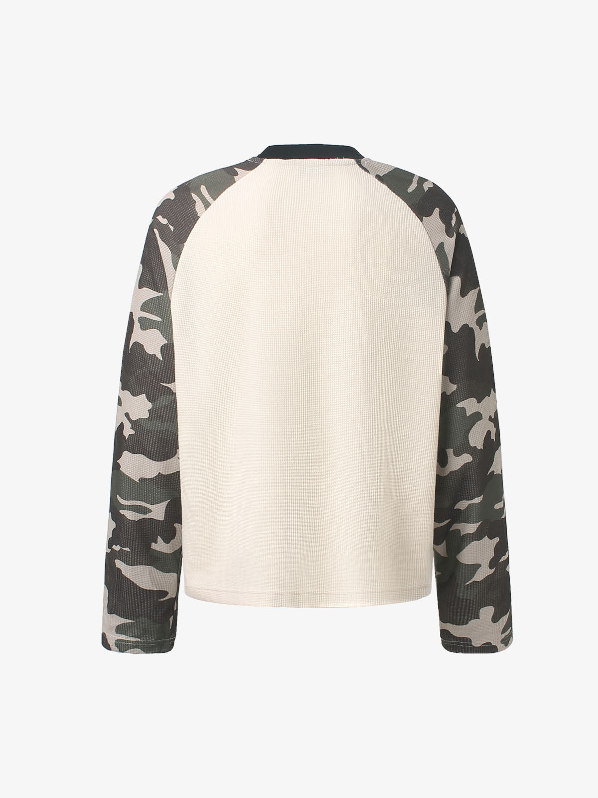 Camo Patchwork Graphic Waffle Long Sleeve Tee