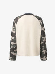Camo Patchwork Graphic Waffle Long Sleeve Tee