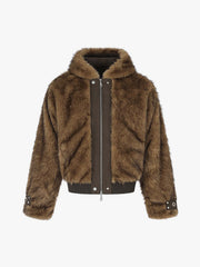 Mountain-Panel Faux-Fur Collar Fleece-Lined Padded Coat