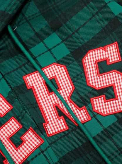 Plaid Hooded Jacket with Bold Lettering for Casual Style 