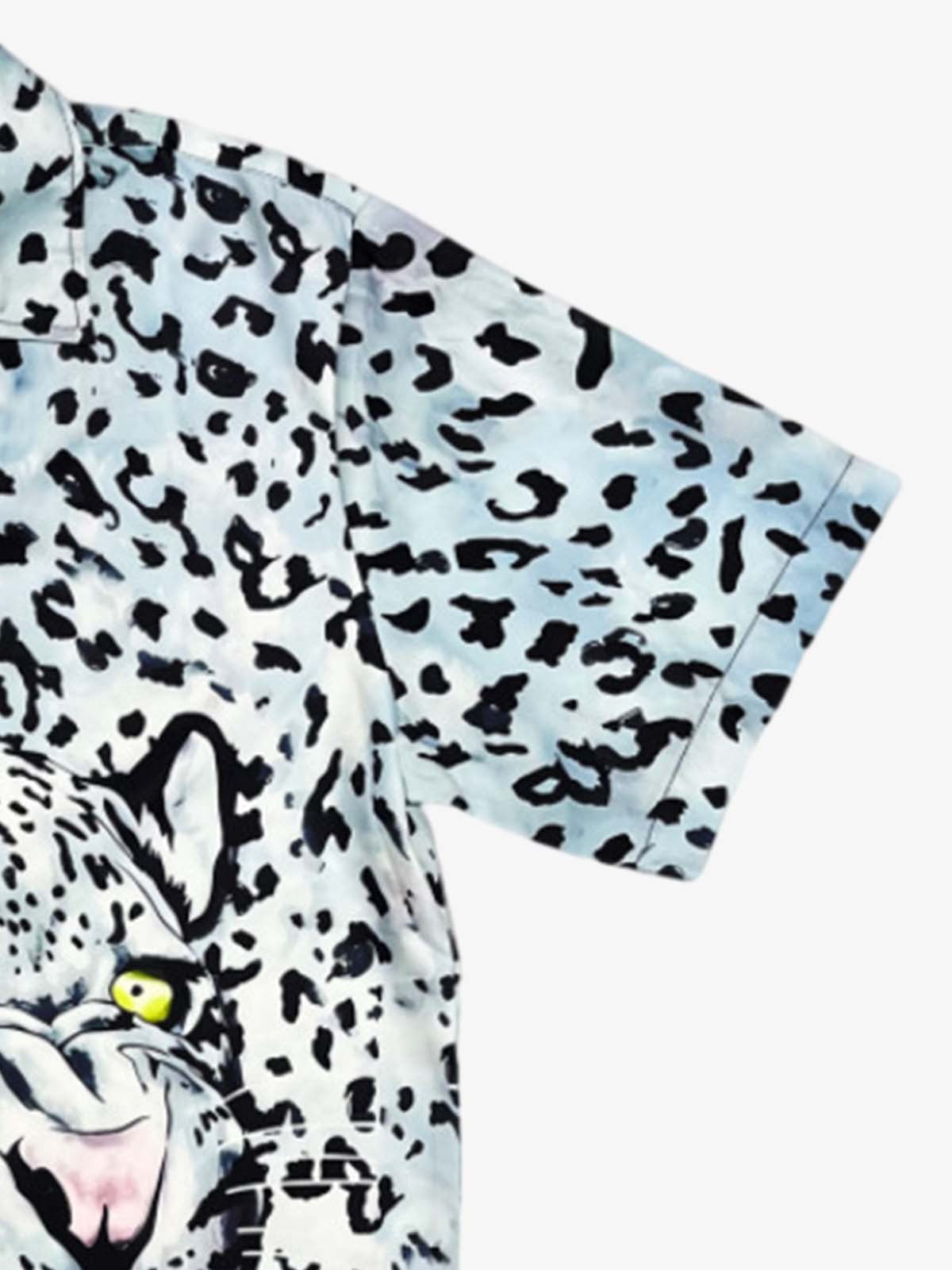Vintage 3D Leopard Head Camp Collar Boxy Shirt 