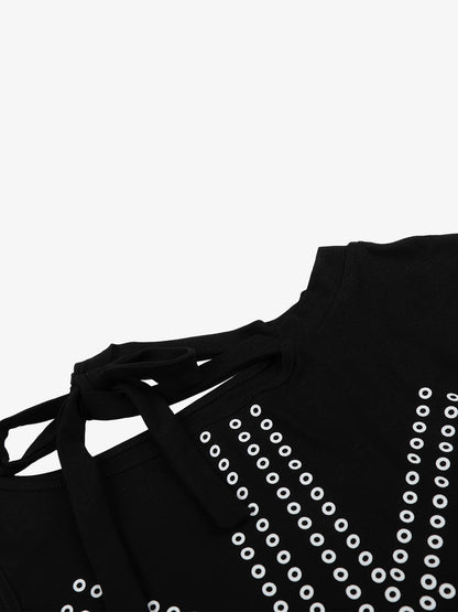 Flag Graphic Off-Shoulder T-Shirt