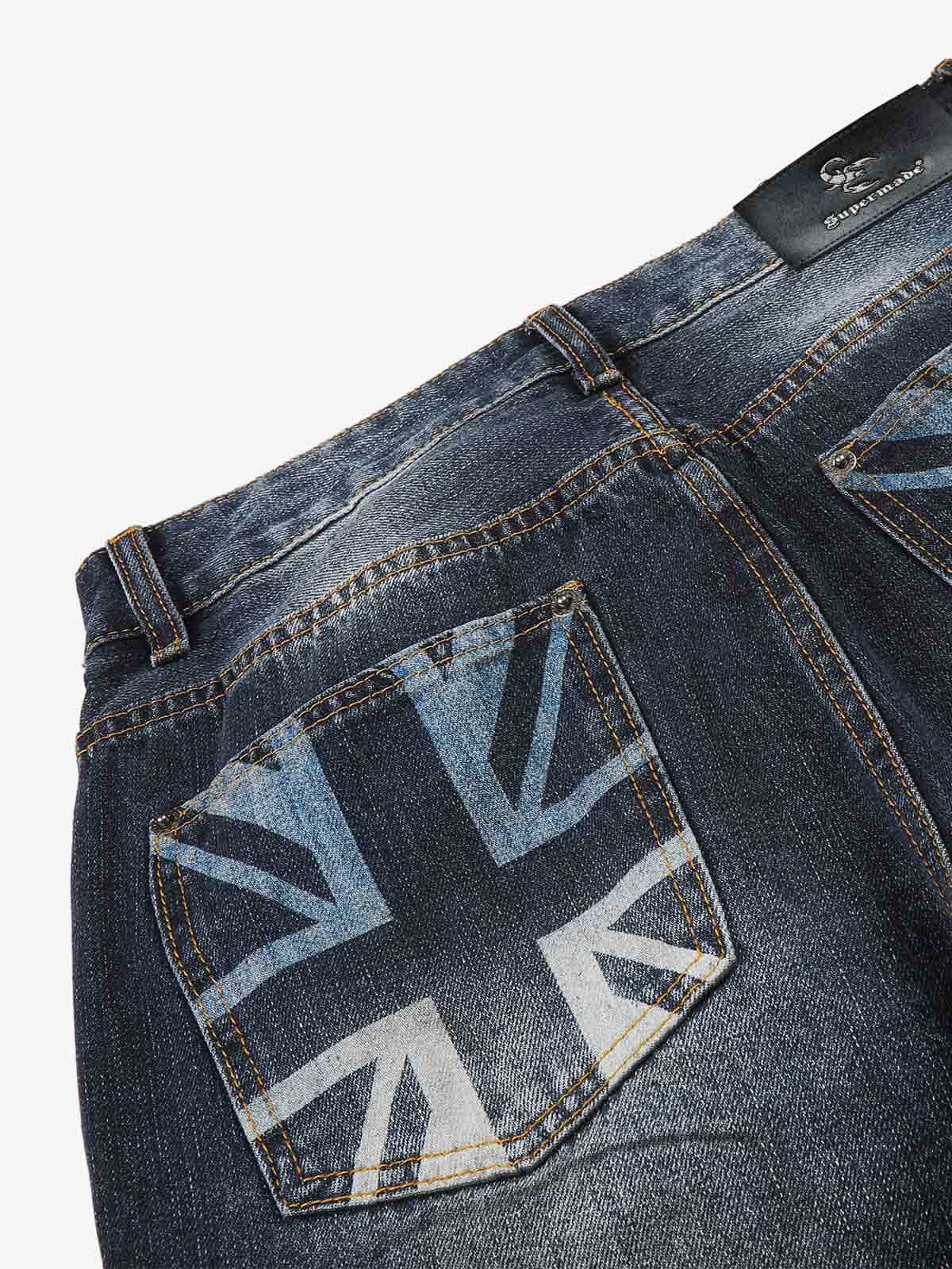 Distressed Whiskered Rivet Jeans