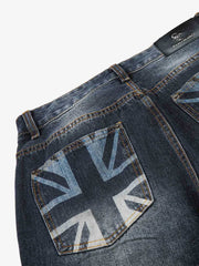 Distressed Whiskered Rivet Jeans