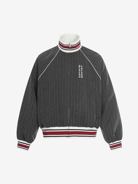Pinstripe Vertical Embroidery Track Jacket