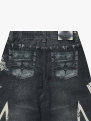 Digital 3D Graphic Distressed Denim Jeans