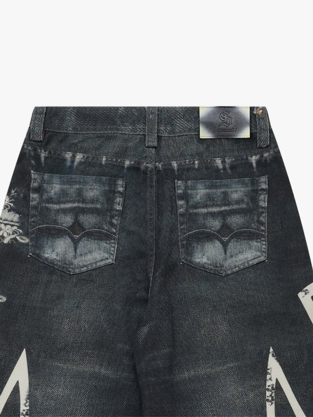 Digital 3D Graphic Distressed Denim Jeans