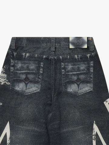 Digital 3D Graphic Distressed Denim Jeans