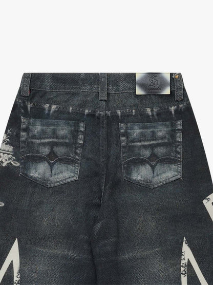 Digital 3D Graphic Distressed Denim Jeans