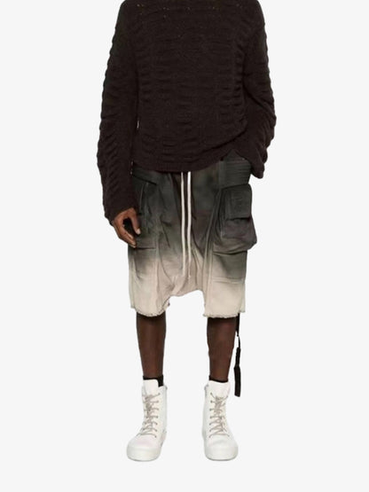 Faux Leather Gradient Cargo Shorts