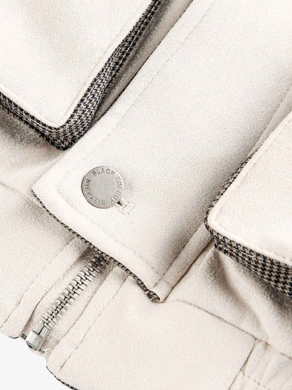 Military-Inspired Utility Shoulder Straps Zip Jacket