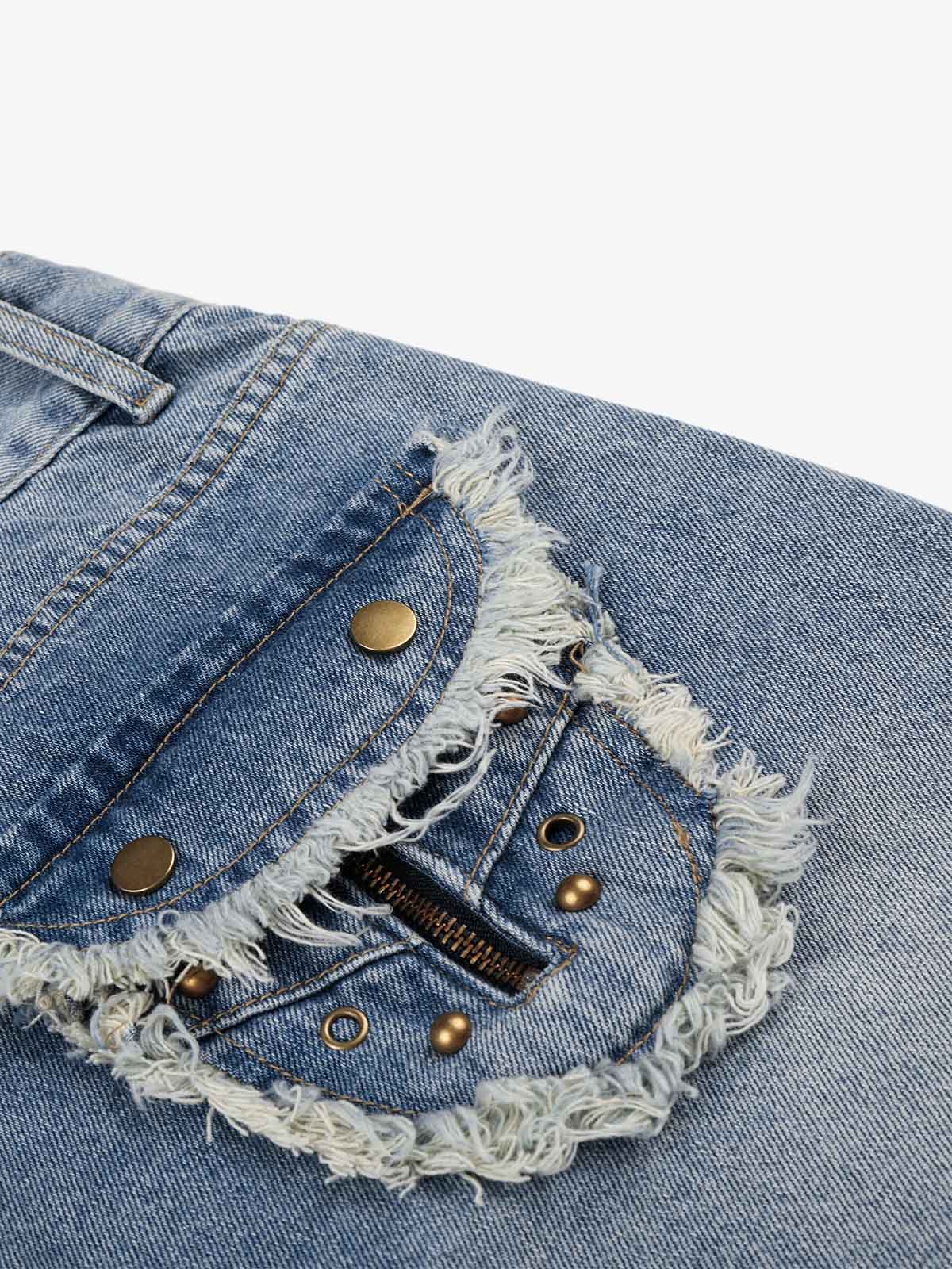 Studded Raw Edge Pocket Jorts