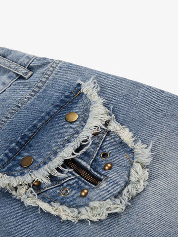 Studded Raw Edge Pocket Jorts