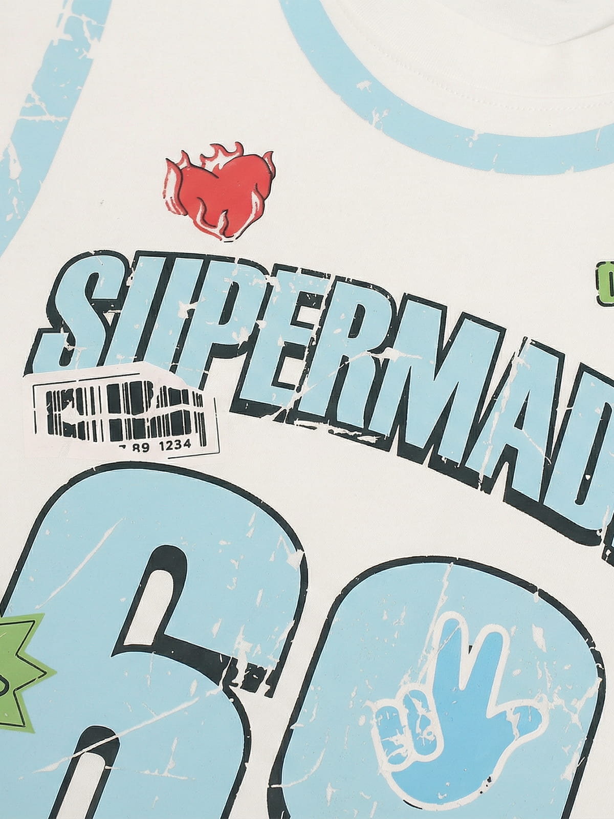 Cotton Oversized Graphic T-Shirt with Vintage Print and Patch Design 