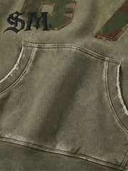 Camo 67 Appliqué Embroidered Washed Oversized Sweatshirt