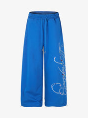 Script Embroidered Rhinestone Sweatpants