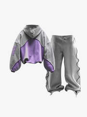 Sculpted Seam Cropped Hoodie & Curved-Leg Sweatpants Set