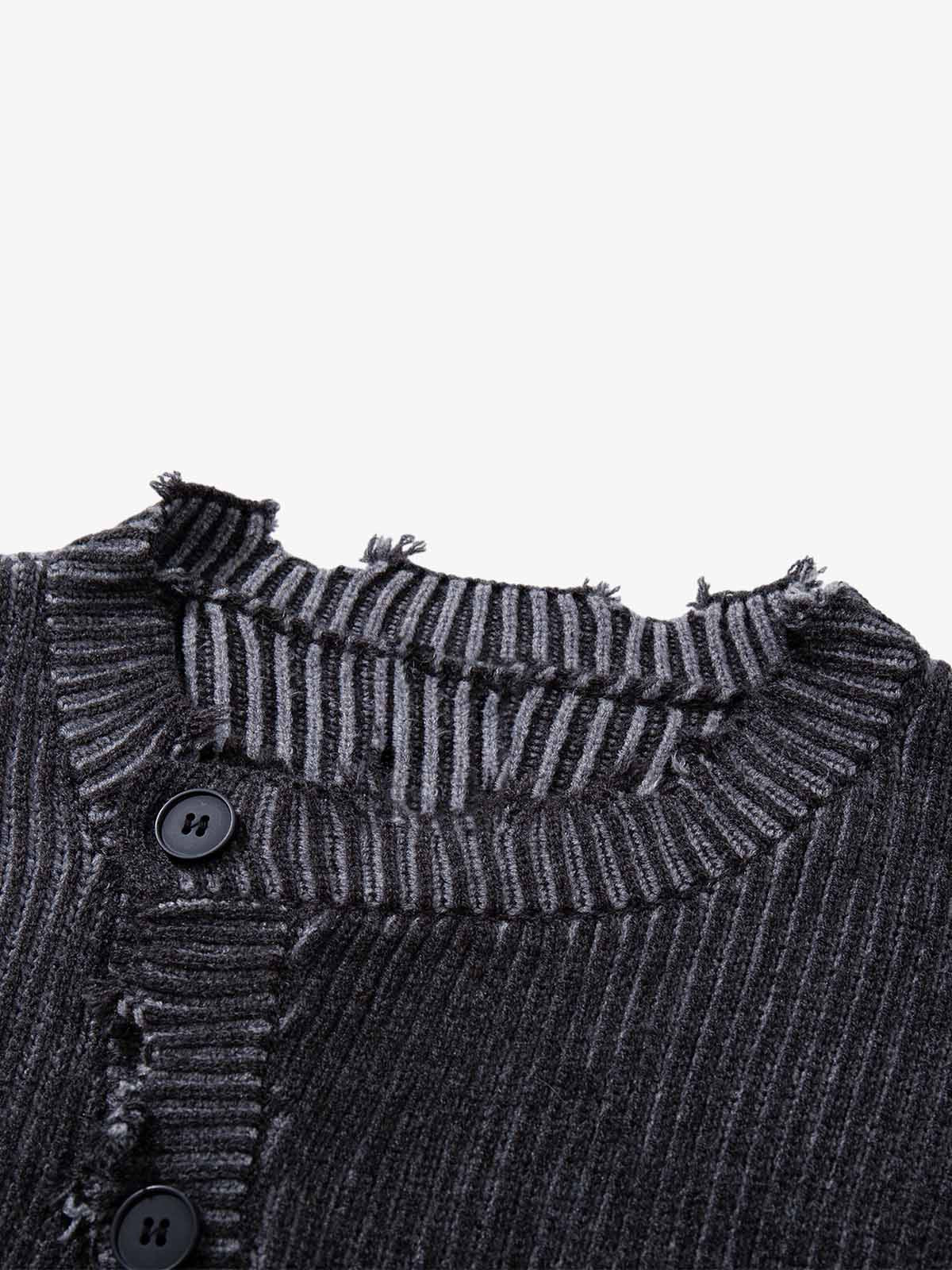 Street-style Distressed Cardigan Sweater