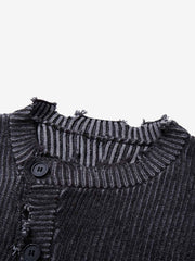 Street-style Distressed Cardigan Sweater
