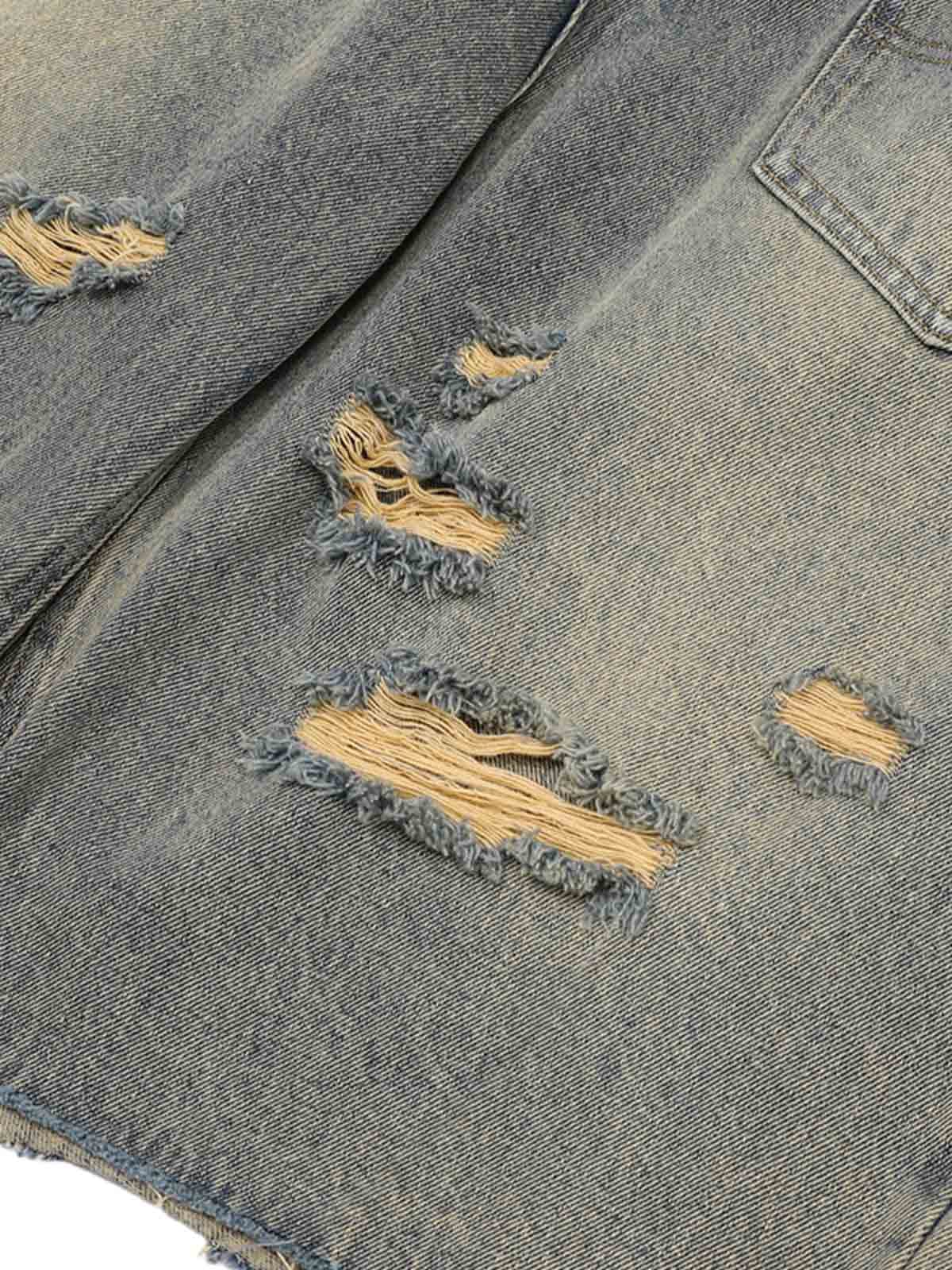 Distressed Ripped Denim Suit
