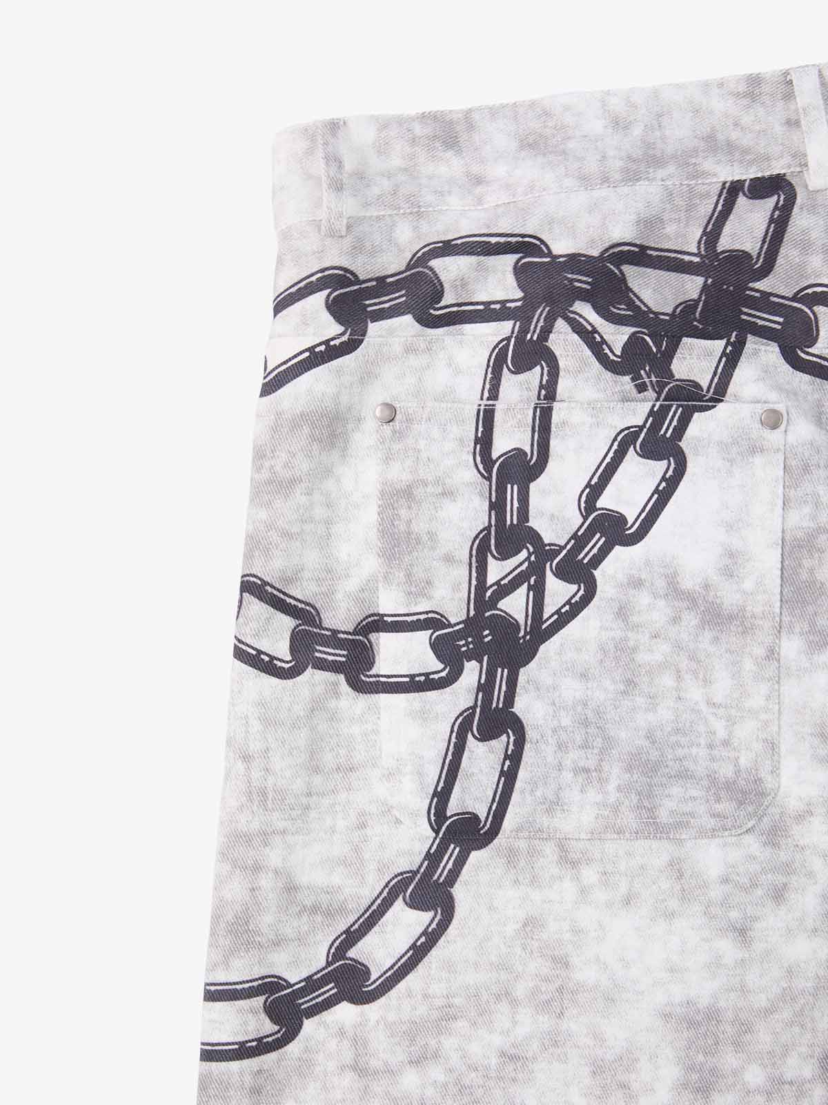 Supermade Distressed Chain And Key Print Baggy Pants 