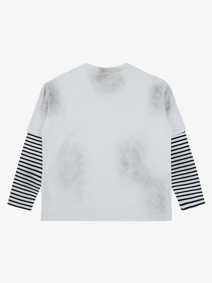 Supermade Distressed Cage Striped Long-Sleeve T-Shirt 