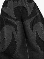 Washed Panelled High-Neck Zip Hoodie & Wide-Leg Sweatpants Set