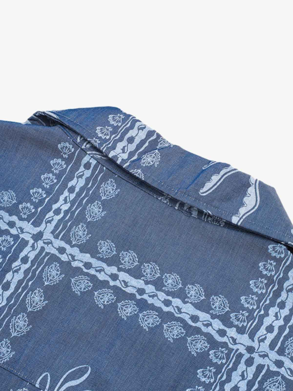 Blue Paisley Camp Collar Boxy Shirt 