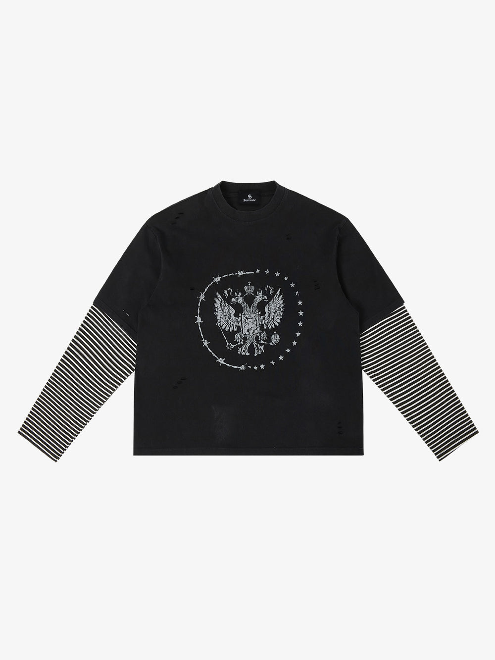 Doppellagiges, im Used-Look gewaschenes Kurzarm-T-Shirt