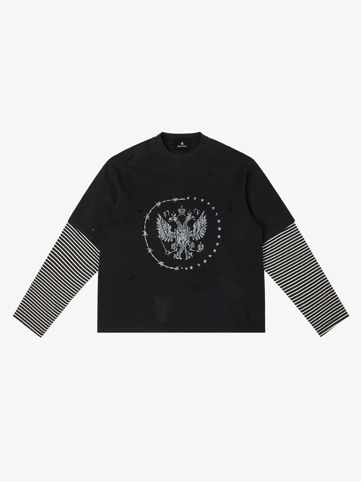 Double Layered Distressed Washed Short Sleeve Tee