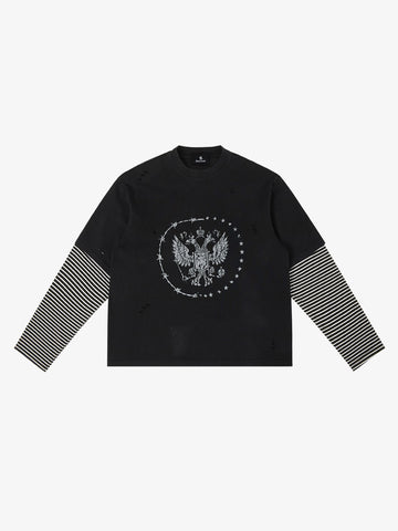 Double Layered Distressed Washed Short Sleeve Tee