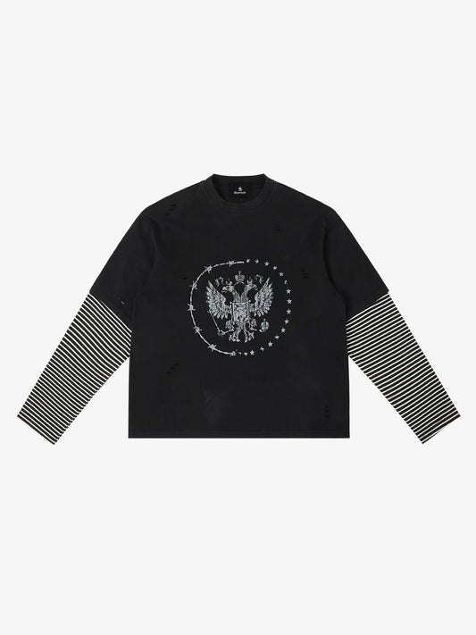 Doppellagiges, im Used-Look gewaschenes Kurzarm-T-Shirt