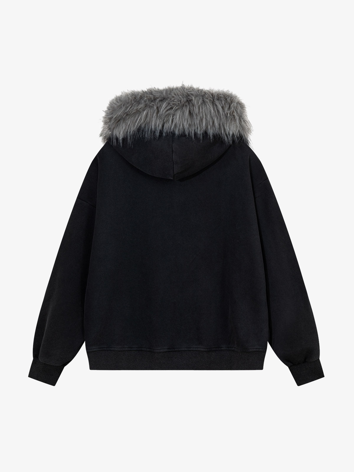Metal Skeleton Fur Zip-Up Hoodie