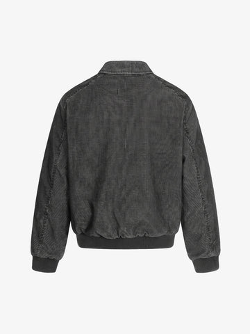 Embroidered Distressed Cropped Denim Biker Jacket