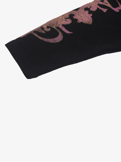Studded Graphic Heavyweight Waffle Long Sleeve Tee