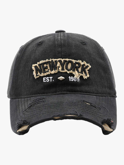 Distressed Baseball Caps with Embroidered New York Design - Perfect for Casual Wear 