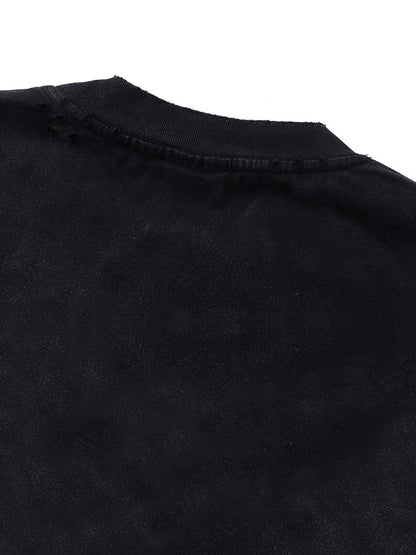 thesupermade-Unisex Loose Distressed Digital Wash Retro Street Print Short-Sleeve T-Shirt 