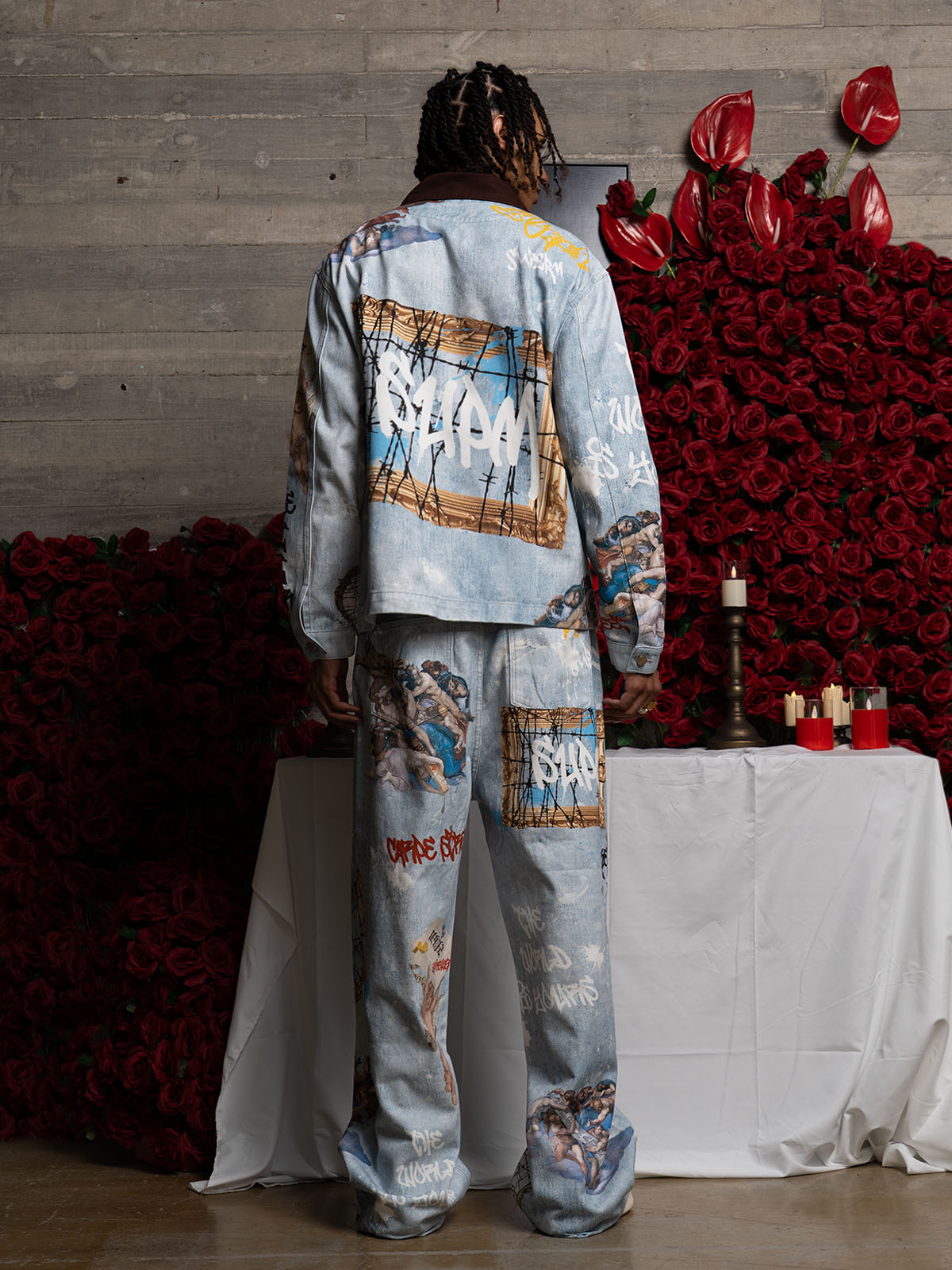Artistic Denim Jacket and Pants Set - Perfect for Fashion-Forward Streetwear Enthusiasts 