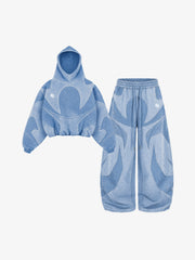 Washed Panel Detail Boxy Hoodie & Wide-Leg Sweatpants Set