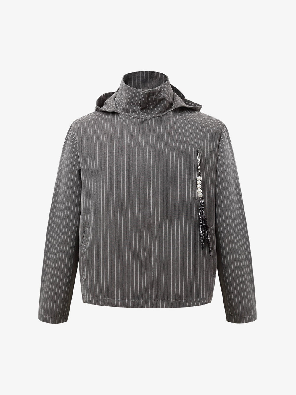 Deconstructed Striped Hooded Cropped Jacket