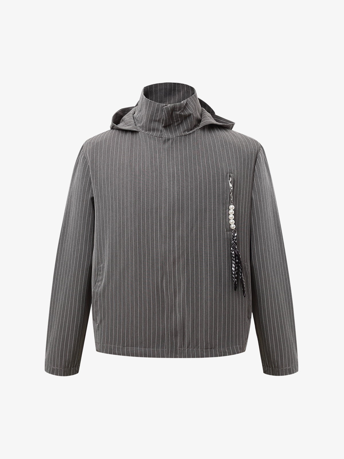 Deconstructed Striped Hooded Cropped Jacket