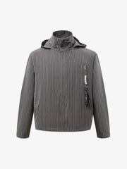 Deconstructed Striped Hooded Cropped Jacket