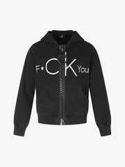 Oversized Zip-up Letter Print Hoodie